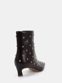 Novo Wide Fit Wide Fit Kiki Studded Low Heel Ankle Boots Brown Clearance