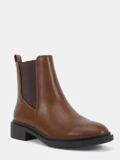 Novo Wide Fit Dottie Flat Chelsea Ankle Boots Chocolate Brown Clearance