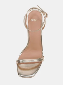 Novo Wide Fit MATILDA Strappy Heeled Sandals Gold New