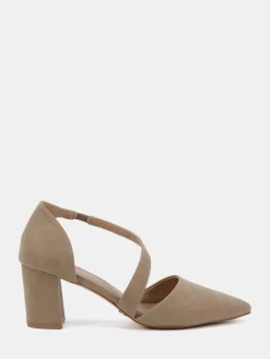 Novo Wide Fit Idaho Mid Block Asymetric Strap Point Courts Natural New