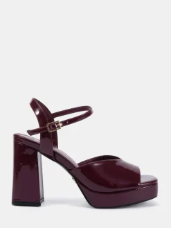 Novo Layla Platform Heeled Sandals Red Discount