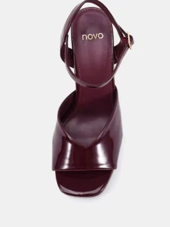 Novo Layla Platform Heeled Sandals Red Discount