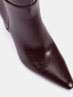 Novo Wide Fit Gala Point Toe Block Heel Knee Boots Red Discount