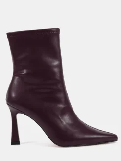 Novo Wide Fit Kiss Point Toe Stiletto Stretch Ankle Boots Red Clearance