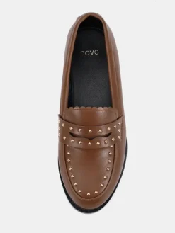 Novo Tan Wide Fit Carmella Loafers Online