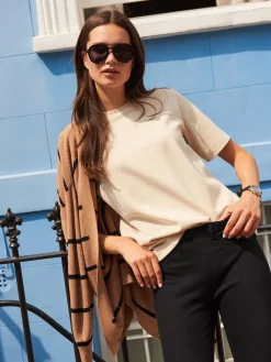 Next Oatmeal Cream Heavyweight Short Sleeve Crew Neck T-Shirt New