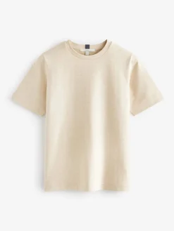 Next Oatmeal Cream Heavyweight Short Sleeve Crew Neck T-Shirt New
