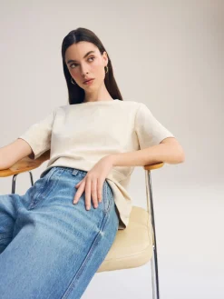 Next Oatmeal Cream Heavyweight Short Sleeve Crew Neck T-Shirt New