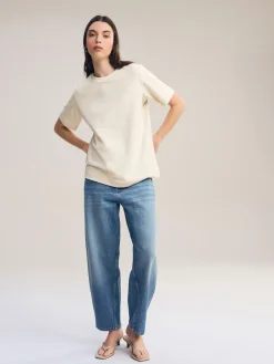 Next Oatmeal Cream Heavyweight Short Sleeve Crew Neck T-Shirt New