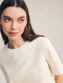 Next Oatmeal Cream Heavyweight Short Sleeve Crew Neck T-Shirt New