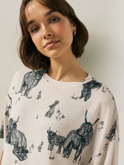 Next Oatmeal Hamish The Highland Cow Cosy Nightie Outlet