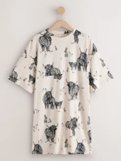 Next Oatmeal Hamish The Highland Cow Cosy Nightie Outlet