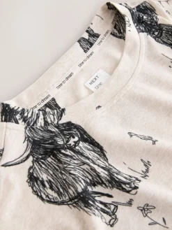 Next Oatmeal Hamish The Highland Cow Cosy Nightie Outlet