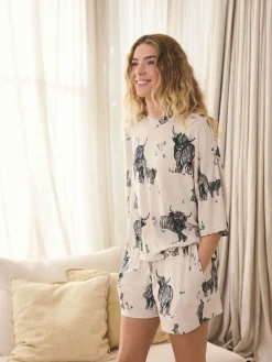 Next Oatmeal Hamish The Highland Cow Cosy Short Pyjamas Set Discount