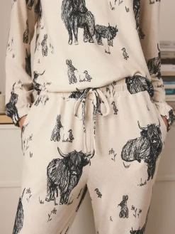 Next Oatmeal Hamish The Highland Cow Cosy Long Sleeve Pyjamas Hot