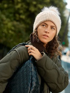 Next Oatmeal Pointelle Knit Pom Hat Clearance