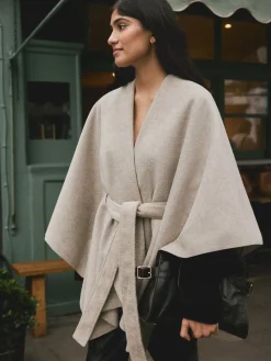 Next Wrap Front Cape Poncho Oatmeal Outlet