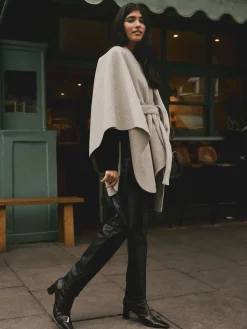 Next Wrap Front Cape Poncho Oatmeal Outlet