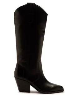 Off The Hook Black Austin Pointed-Toe Knee-High Western Boots Online