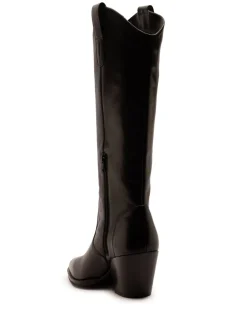 Off The Hook Black Austin Pointed-Toe Knee-High Western Boots Online
