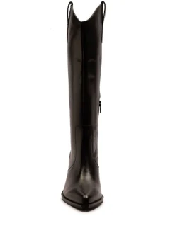 Off The Hook Black Austin Pointed-Toe Knee-High Western Boots Online