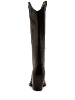Off The Hook Black Austin Pointed-Toe Knee-High Western Boots Online
