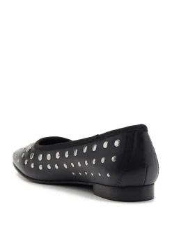 Off The Hook Black Dollis Leather Studded Ballerina Flats New