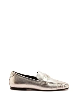 Off The Hook Silver Charing Flat Casual Slip On Leather Loafers Clearance