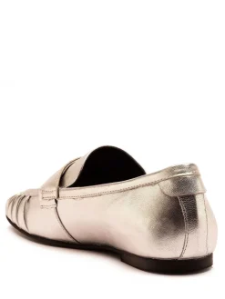 Off The Hook Silver Charing Flat Casual Slip On Leather Loafers Clearance