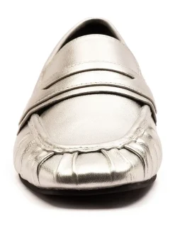 Off The Hook Silver Charing Flat Casual Slip On Leather Loafers Clearance