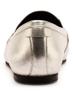 Off The Hook Silver Charing Flat Casual Slip On Leather Loafers Clearance
