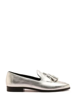 Off The Hook Silver Moselle Leather Tassel Loafers Discount
