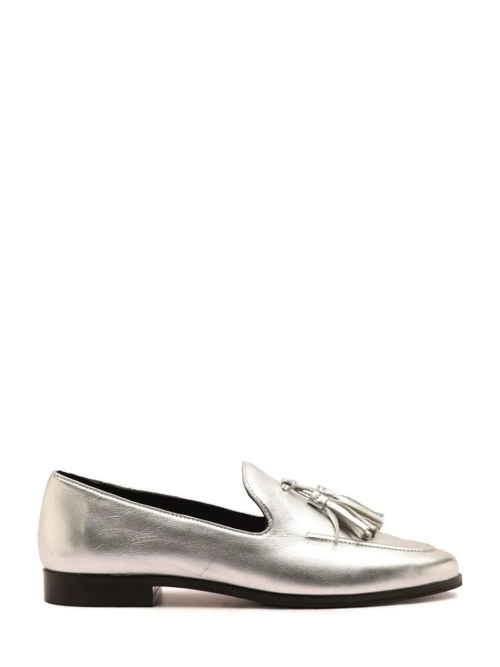Off The Hook Silver Moselle Leather Tassel Loafers Discount