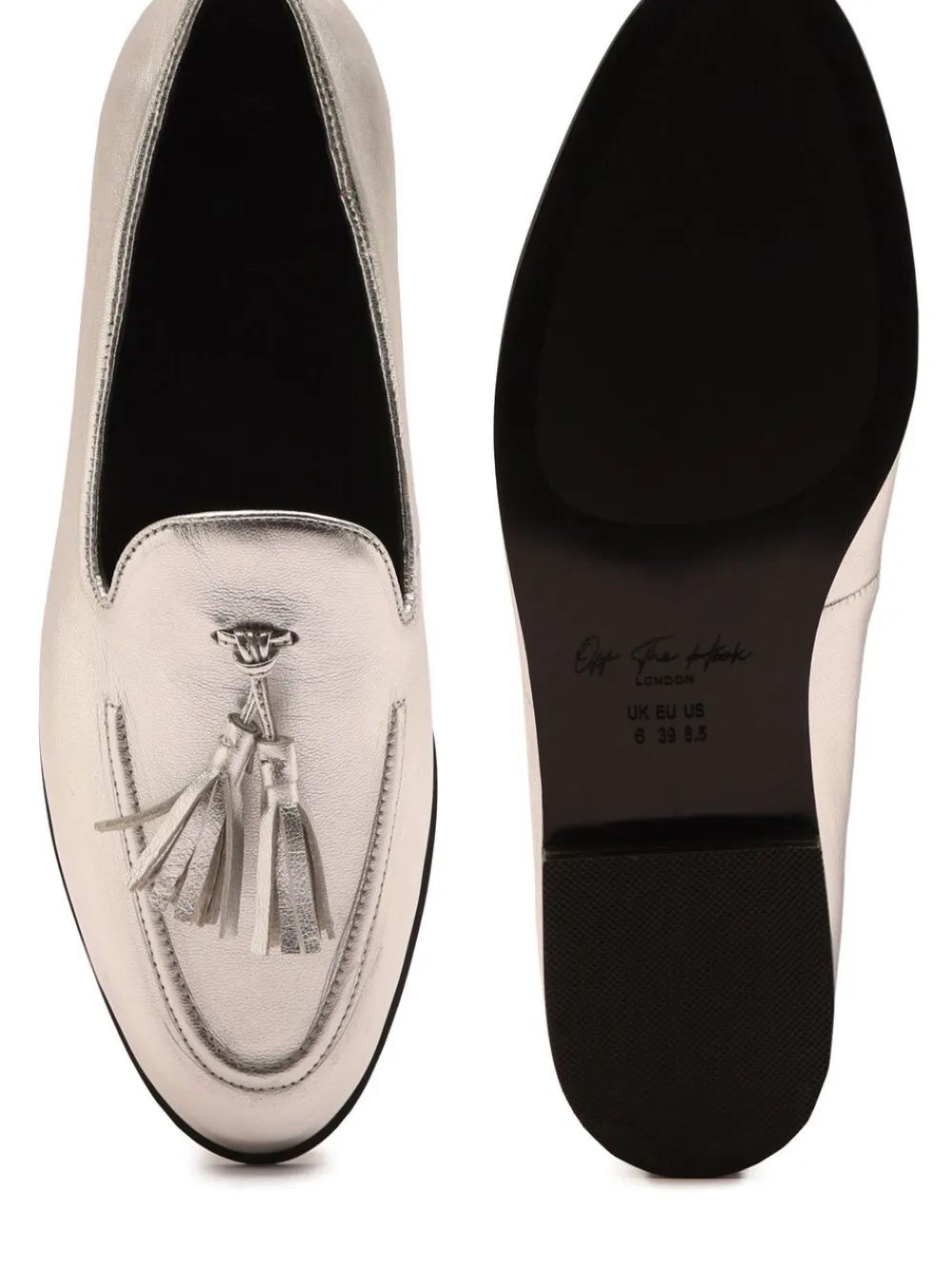 Off The Hook Silver Moselle Leather Tassel Loafers Discount