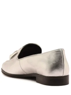 Off The Hook Silver Moselle Leather Tassel Loafers Discount