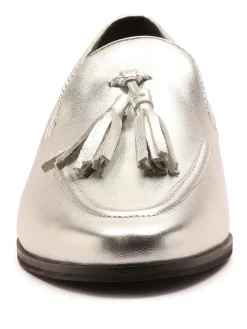 Off The Hook Silver Moselle Leather Tassel Loafers Discount
