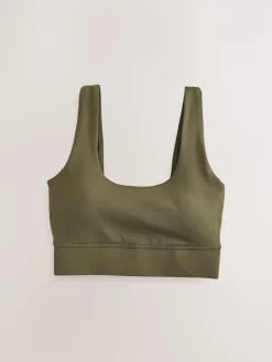 Next Active Power Scoop Back Sports Bra Olive Green Clearance
