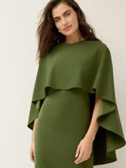 Next Olive Green Cape Maxi Dress Discount