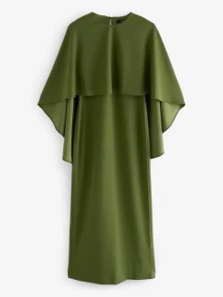 Next Olive Green Cape Maxi Dress Discount