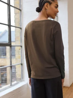 Next Olive Green Long Sleeve Crew Neck T-Shirt Clearance