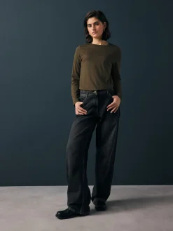 Next Olive Green Long Sleeve Crew Neck T-Shirt Clearance