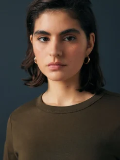 Next Olive Green Long Sleeve Crew Neck T-Shirt Clearance