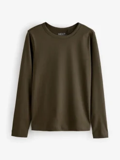 Next Olive Green Long Sleeve Crew Neck T-Shirt Clearance