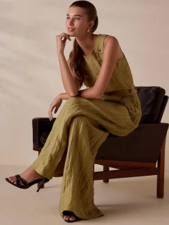 Next Olive Green N. Premium Linen Rich Shell Top Discount