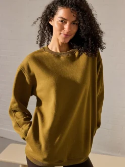 Next Olive Green Relaxed Fit Essentials Longline Sweatshirt with Pockets Best