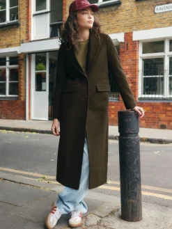 Next Revere Coat Olive Green Discount