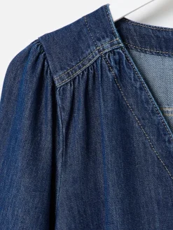 Oliver Bonas Blue Denim V-Neck Tie Waist Jumpsuit