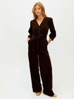 Oliver Bonas Brown Corduroy V-Neck Tie Waist Jumpsuit Best