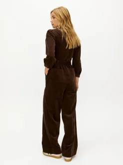 Oliver Bonas Brown Corduroy V-Neck Tie Waist Jumpsuit Best