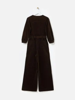 Oliver Bonas Brown Corduroy V-Neck Tie Waist Jumpsuit Best